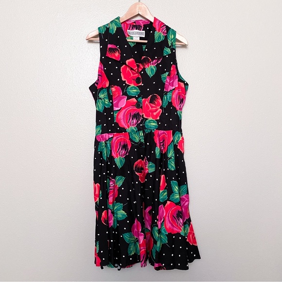 Vintage Jessica Howard by Mitchell Rodbell floral polka dot career dress - Picture 7 of 15